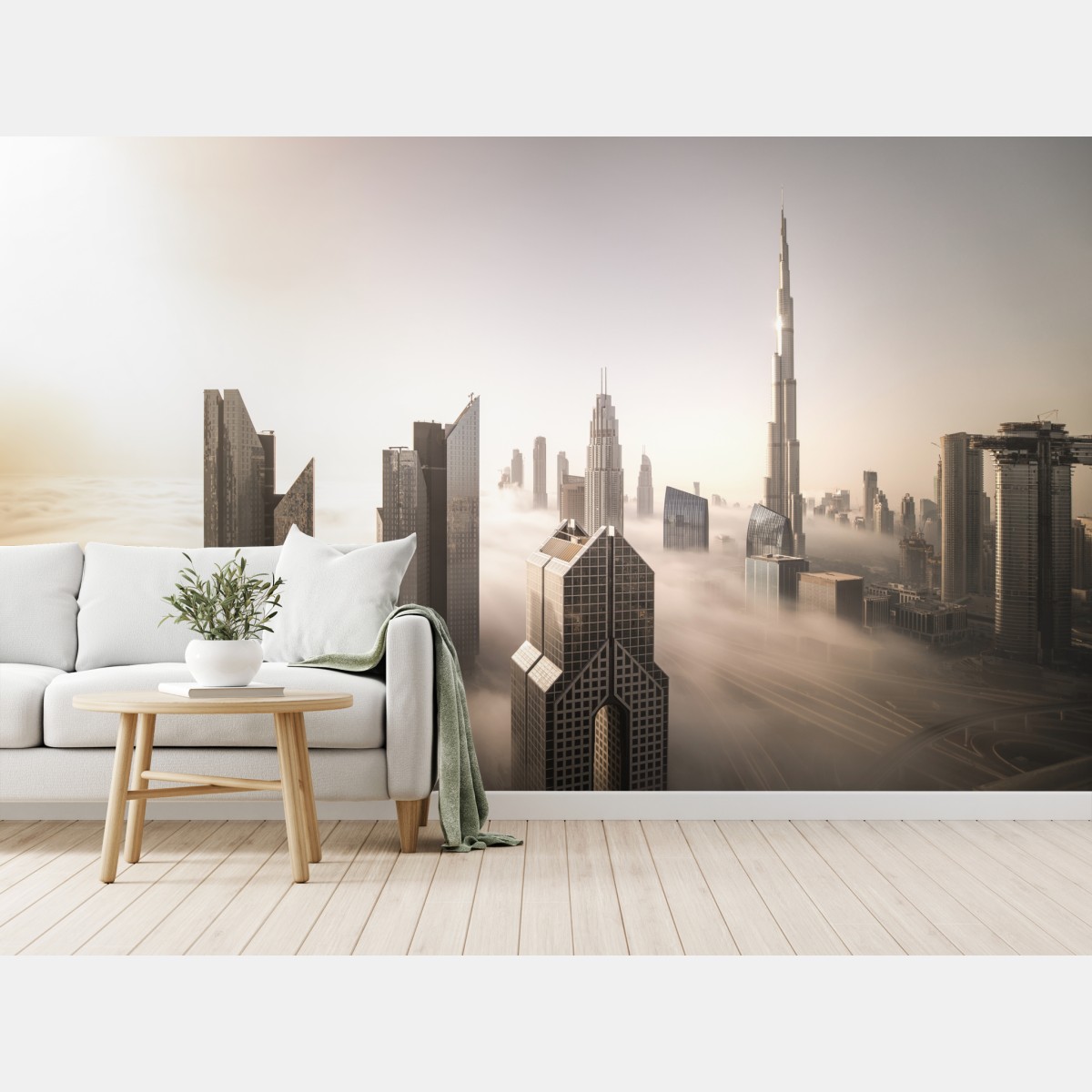 Fototapete neblige Dubai skyline über den wolken – Wallnifity®