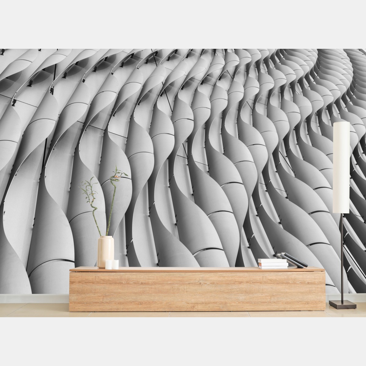 Fototapete gewelltes architekturmotiv in graustufen – Wallnifity®