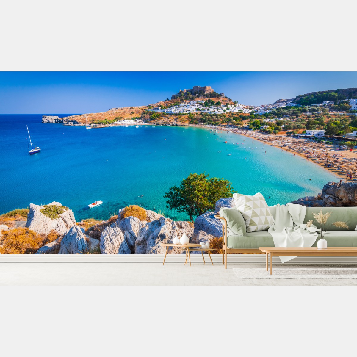 Fototapete türkisbucht in Lindos, Rhodos – Wallnifity®