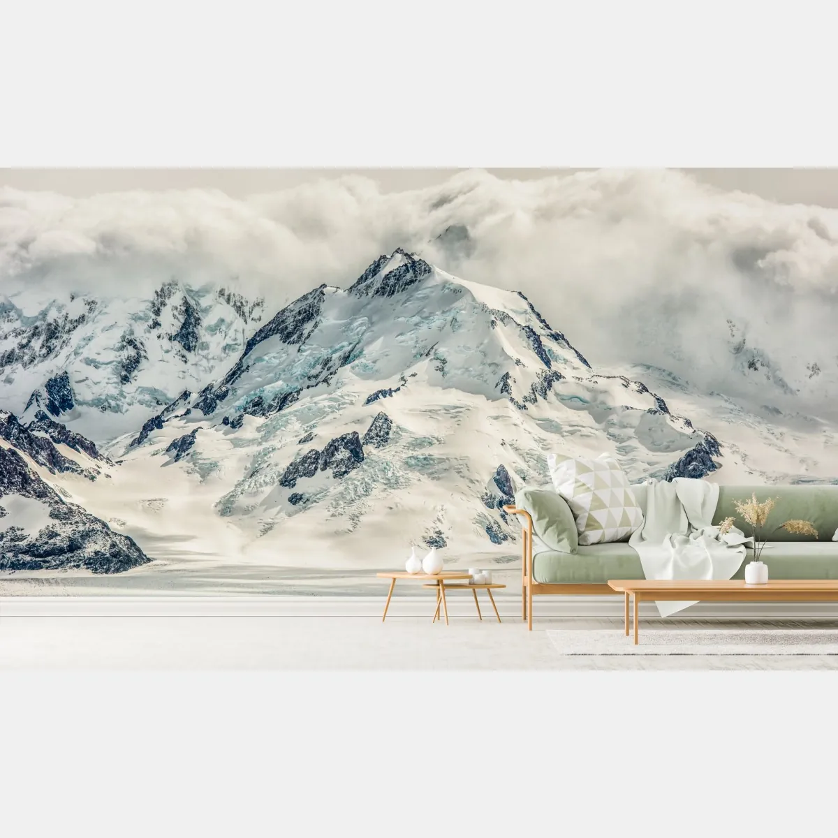 Fototapete schneebedeckter berggipfel mit gletscher – Wallnifity®
