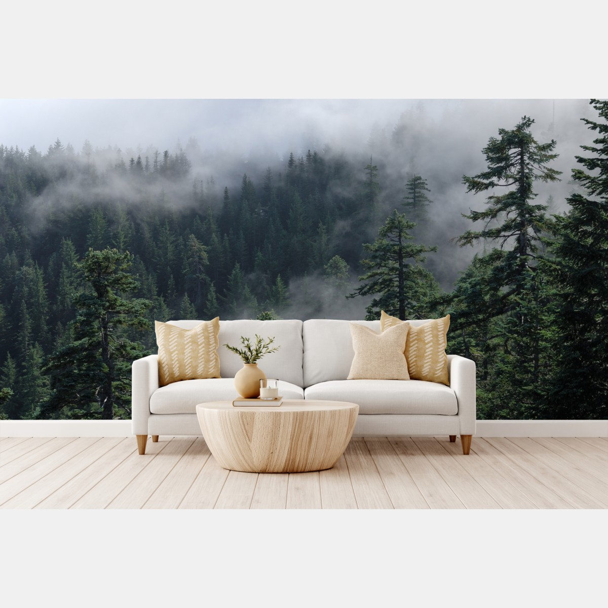 Fototapete nebliger wald vom Larch Mount, Oregon – Wallnifity®