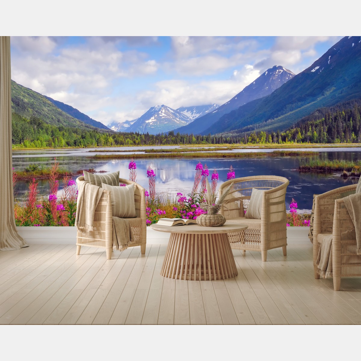 Fototapete Tern Lake spiegelungen, berglandschaft aus Alaska – Wallnifity®