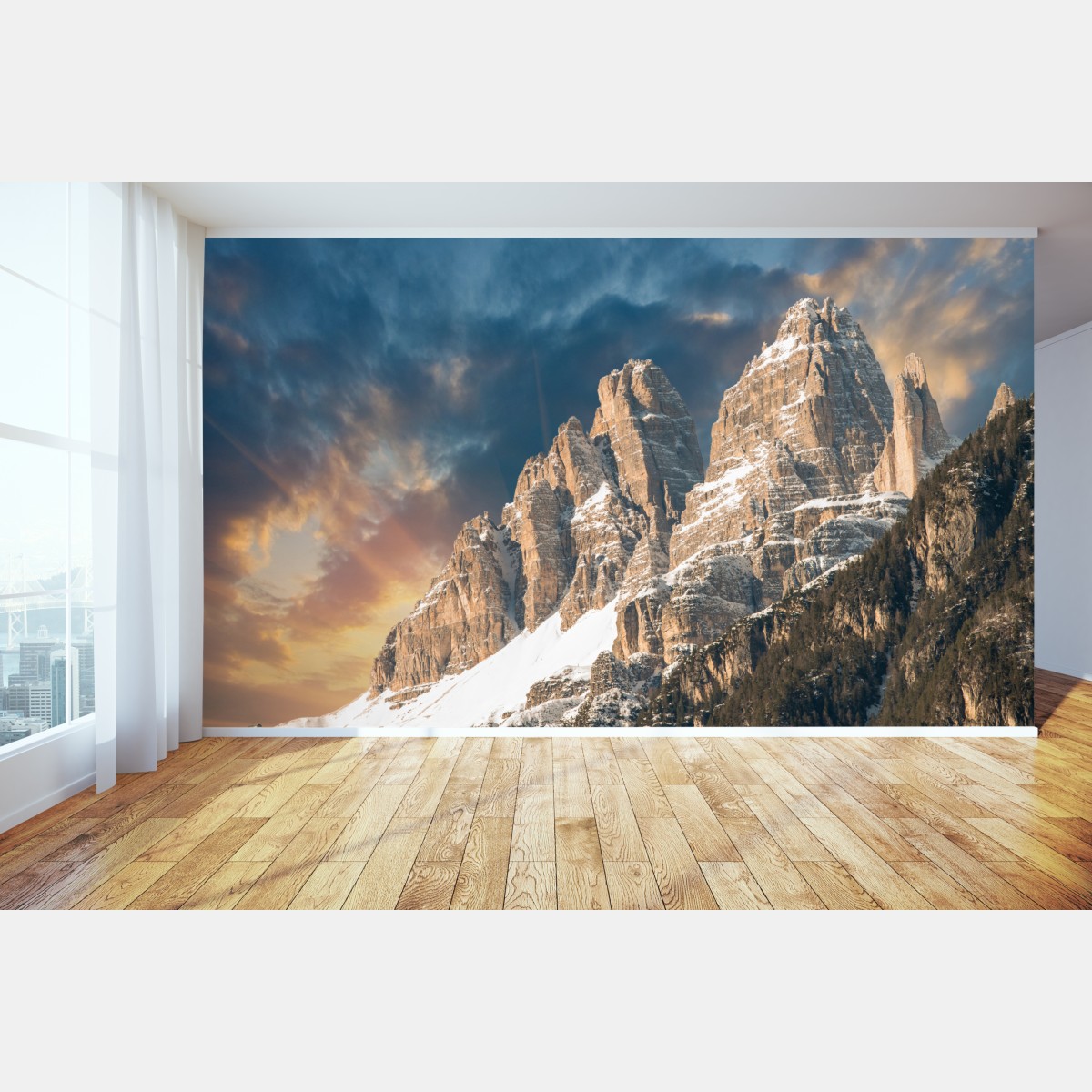 Fototapete dramatischer sonnenuntergang über den Dolomiten – Wallnifity®