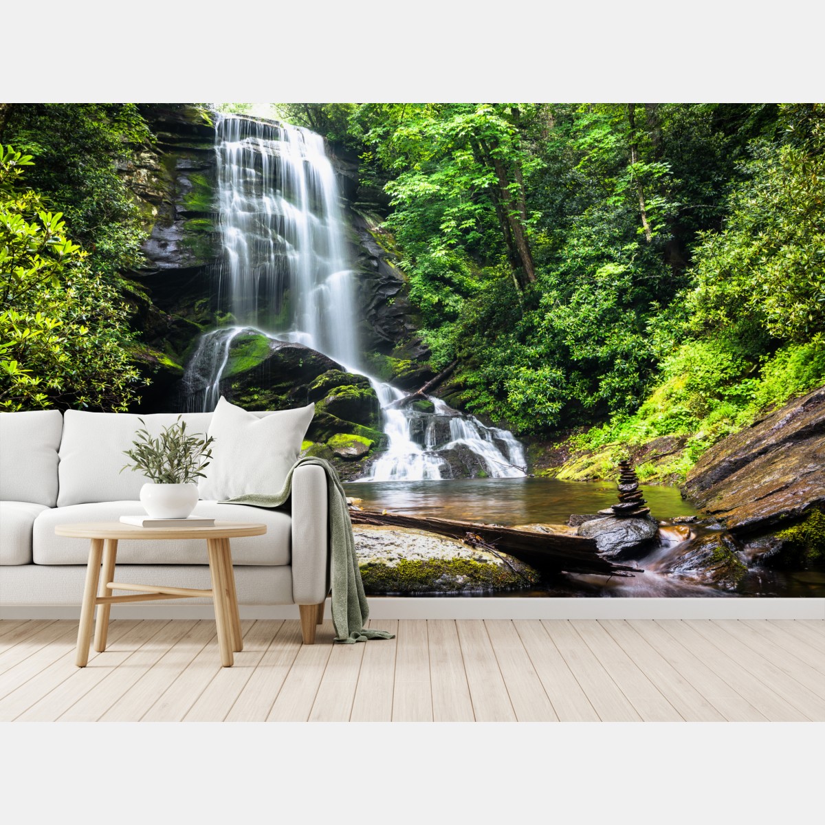 Fototapete ruhiger wasserfall im wald – Wallnifity®