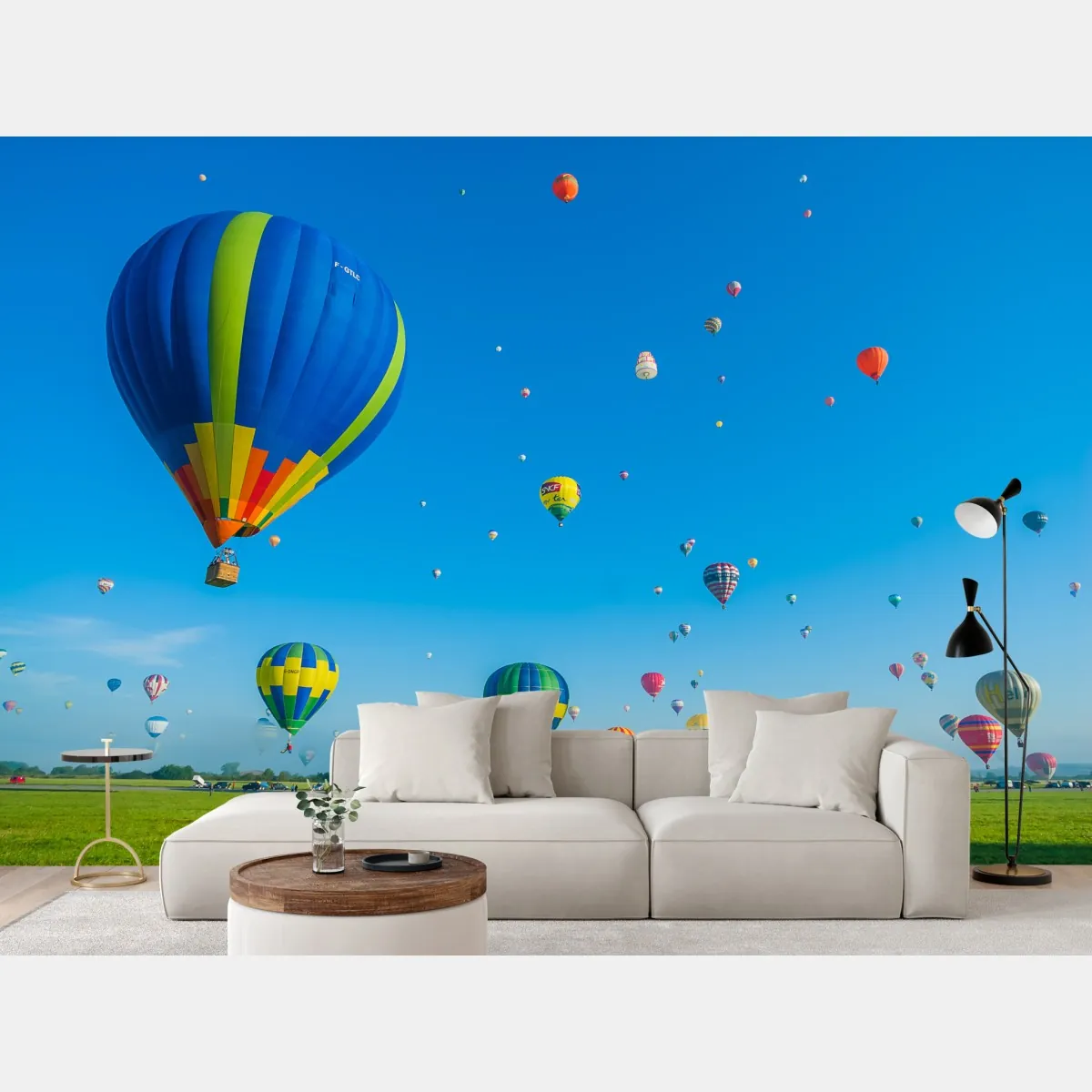 Fototapete bunte heißluftballons über Chambley – Wallnifity®