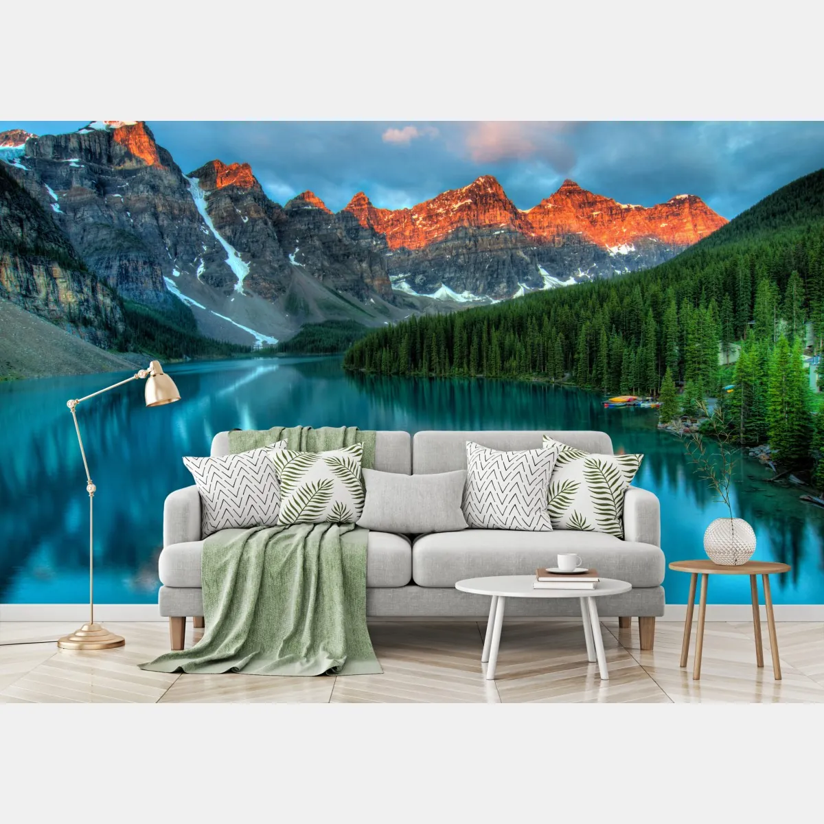 Fototapete Moraine Lake sonnenaufgang alpenglow – Wallnifity®