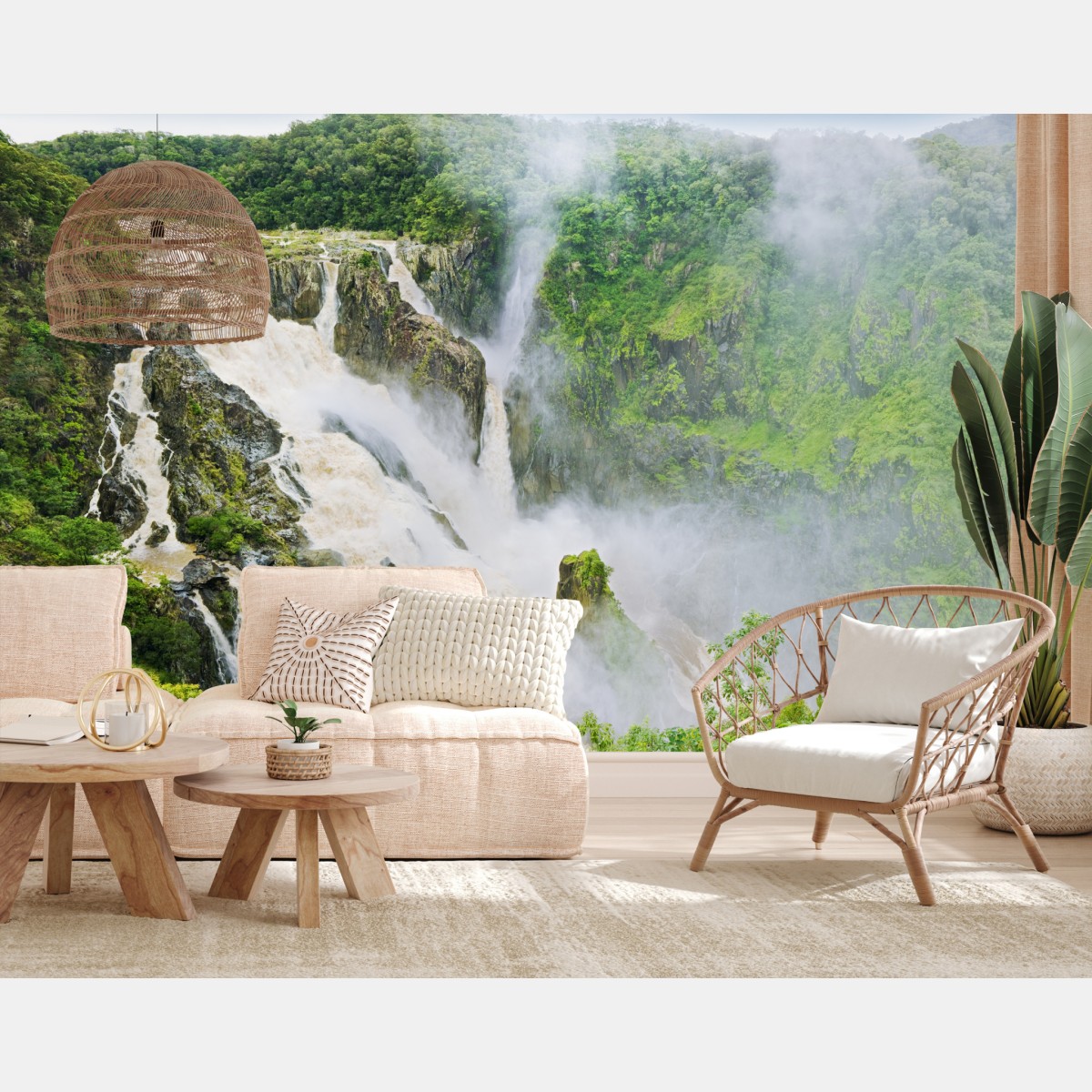 Fototapete wasserfall Barron Falls im regenwald – Wallnifity®