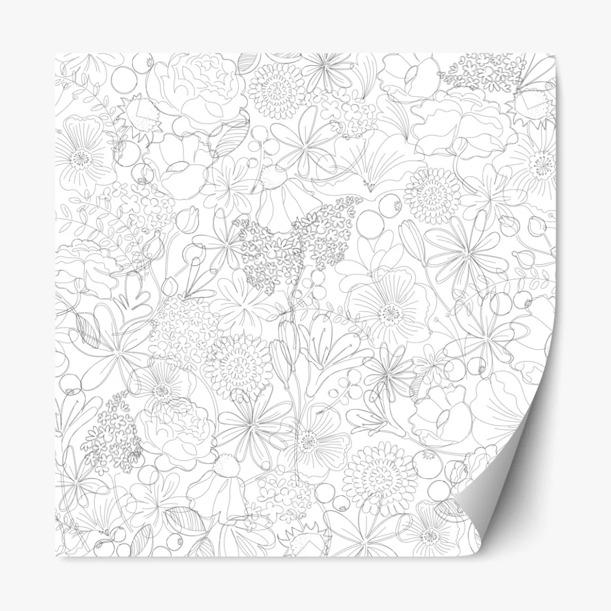 Repositionierbarer Aufkleber zartes handgezeichnetes blumenlinienmuster – Wallnifity®