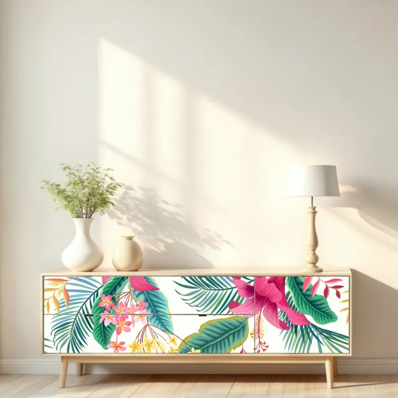 Repositionierbarer Aufkleber leuchtende zier-ingwer-blüte auf schwarzem hintergrund – Wallnifity®