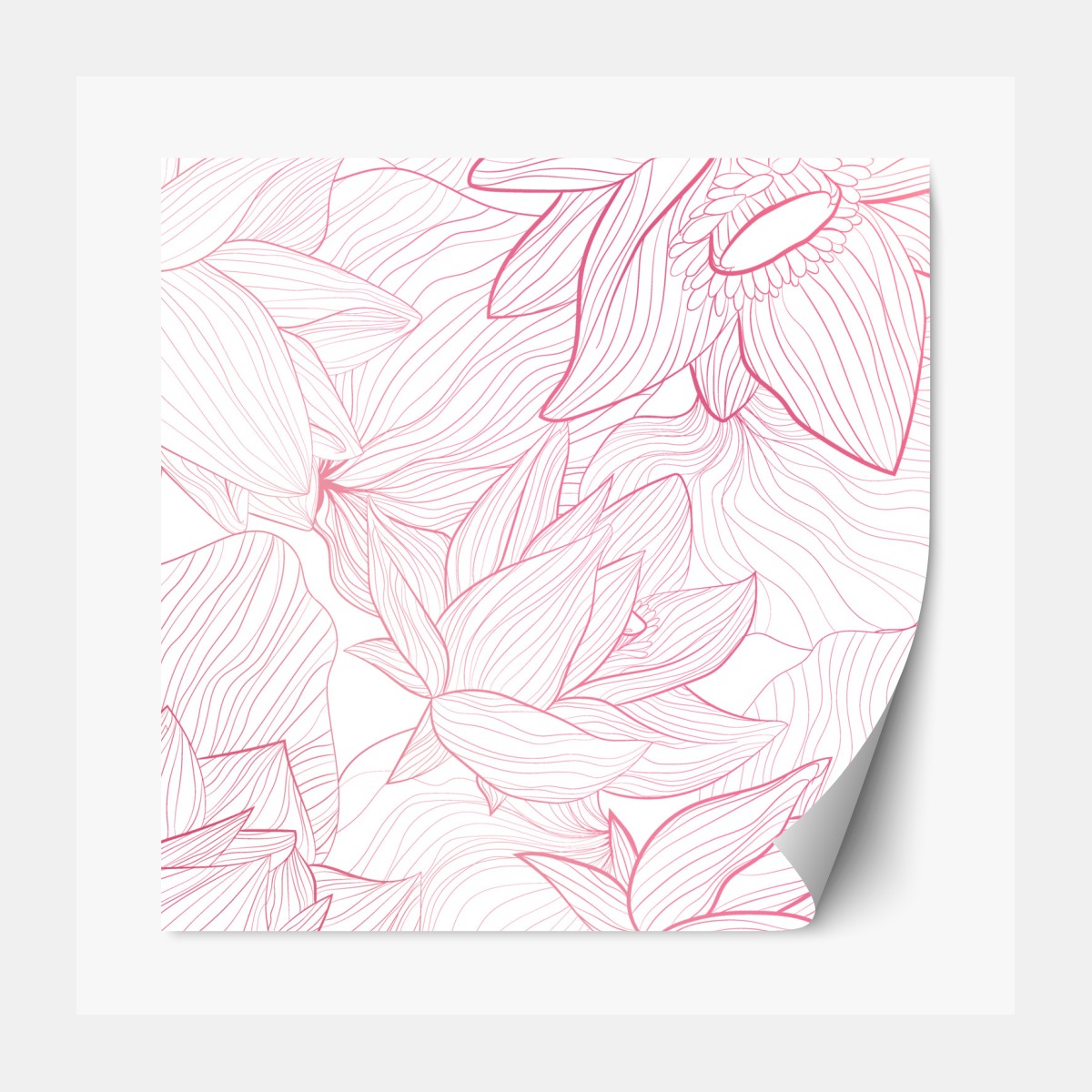Repositionierbarer Aufkleber zartes rosa blumenlinienmuster – Wallnifity®