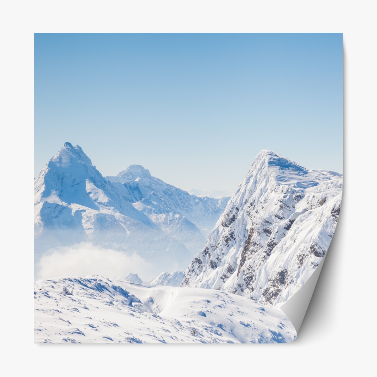 Repositionierbarer Aufkleber ruhige panorama verschneiter berge – Wallnifity®