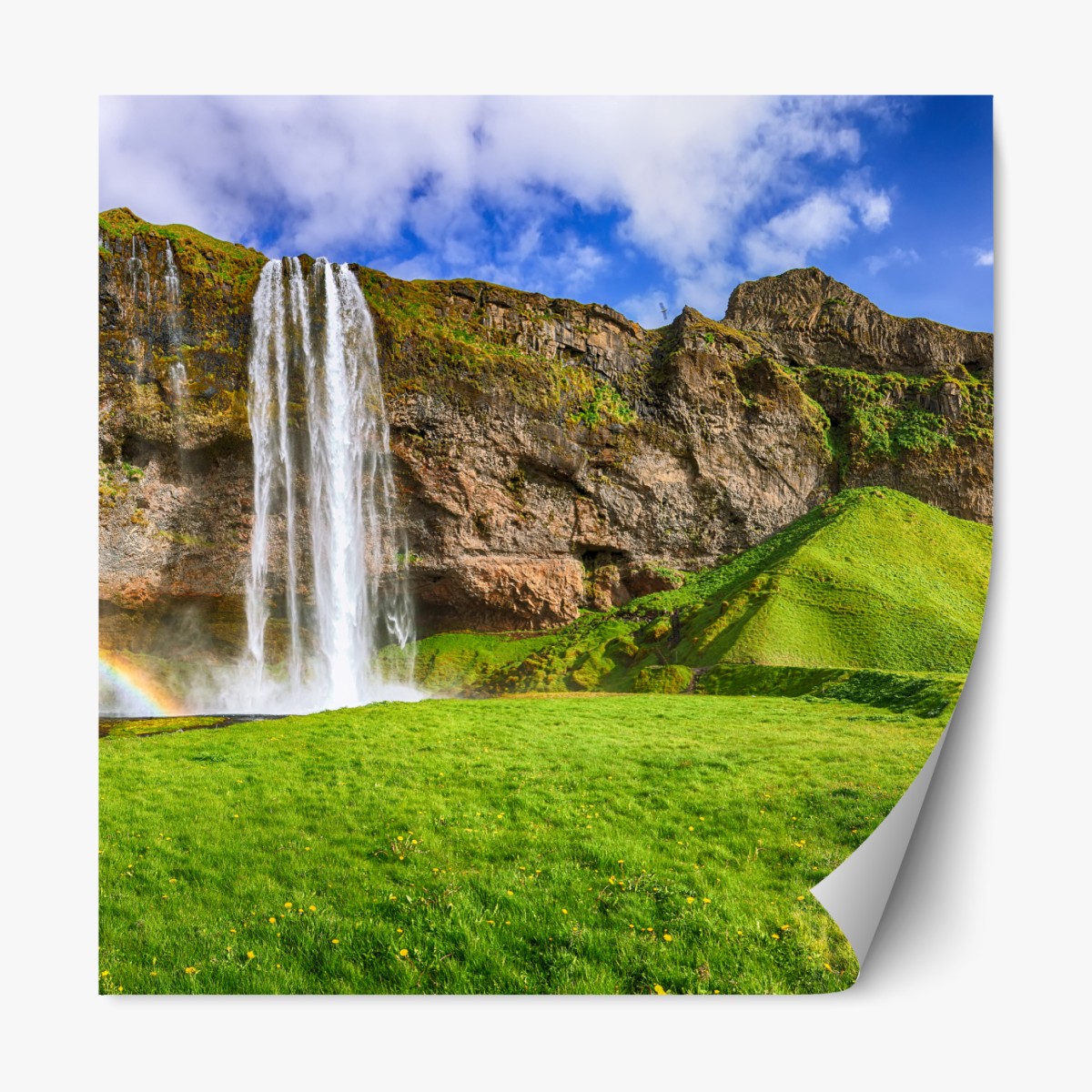 Repositionierbarer Aufkleber Seljalandsfoss wasserfall panorama – Wallnifity®
