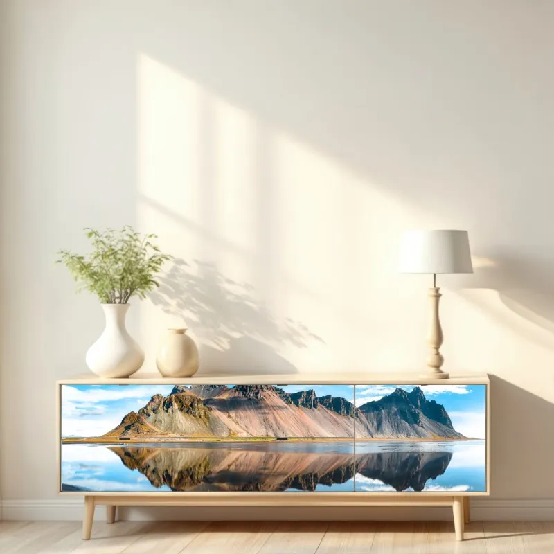 Repositionierbarer Aufkleber sonniger Mittelmeerhafen – Wallnifity®