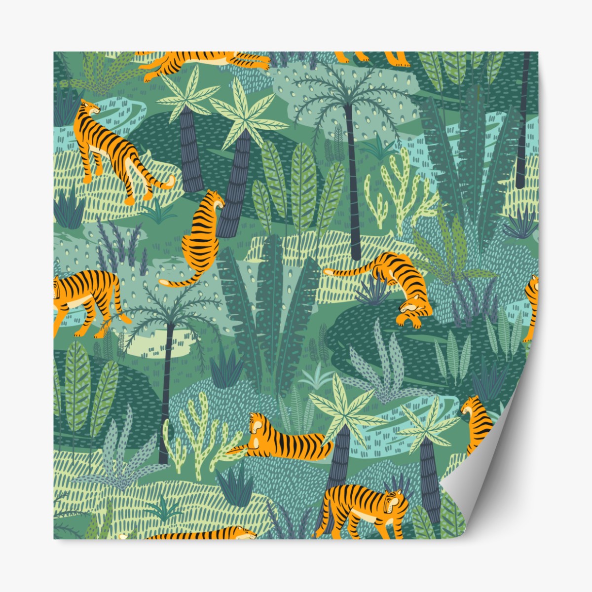 Repositionierbarer Aufkleber verspieltes dschungel-tiger-muster – Wallnifity®