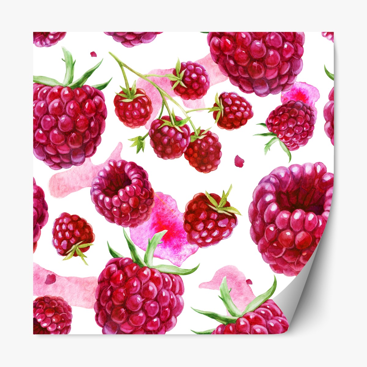 Repositionierbarer Aufkleber aquarell himbeermuster – Wallnifity®