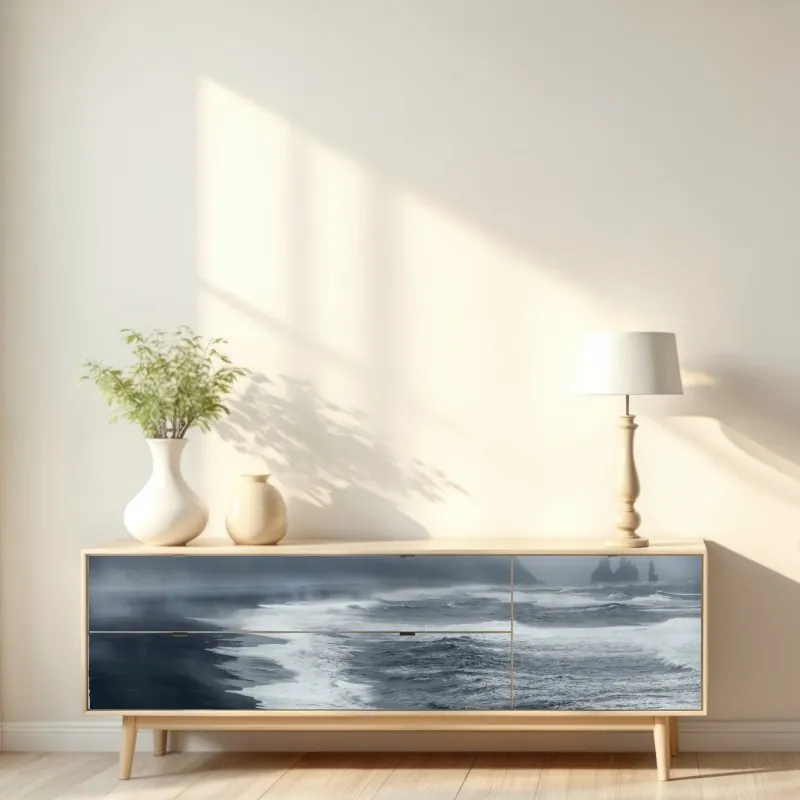 Repositionierbarer Aufkleber goldener sonnenuntergang über ruhigem see – Wallnifity®