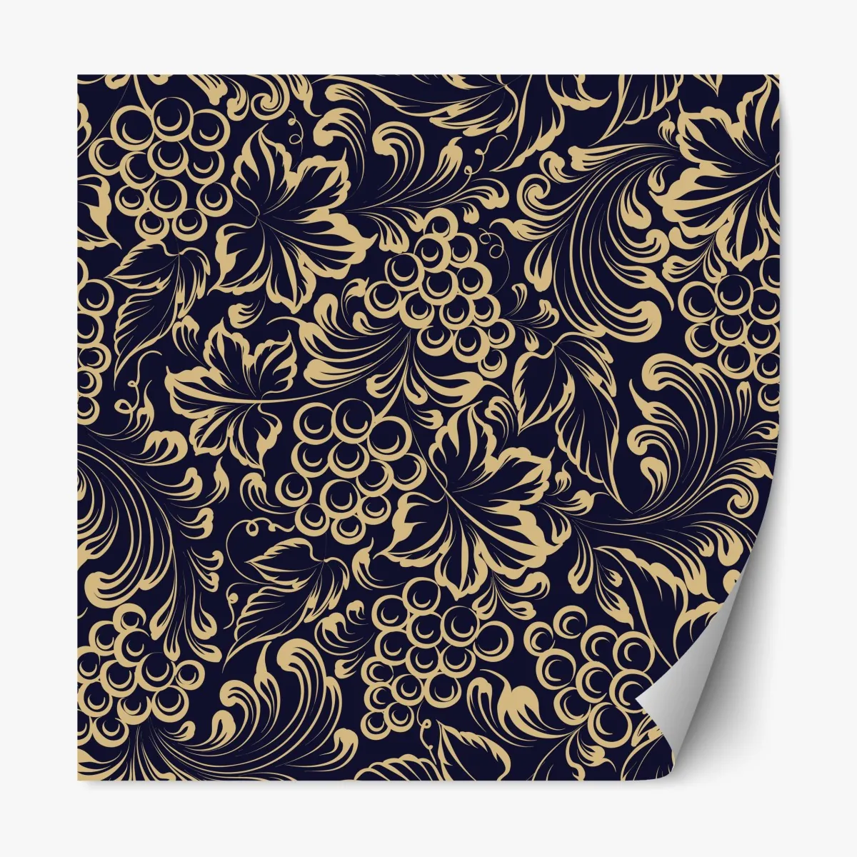 Repositionierbarer Aufkleber elegantes barockes weintraubenmuster in gold – Wallnifity®