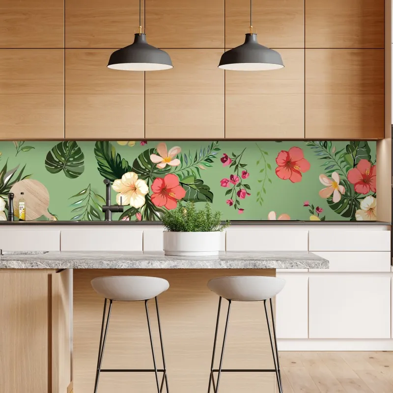 Repositionierbarer Aufkleber sonnige mediterrane gasse mit blumentöpfen – Wallnifity®