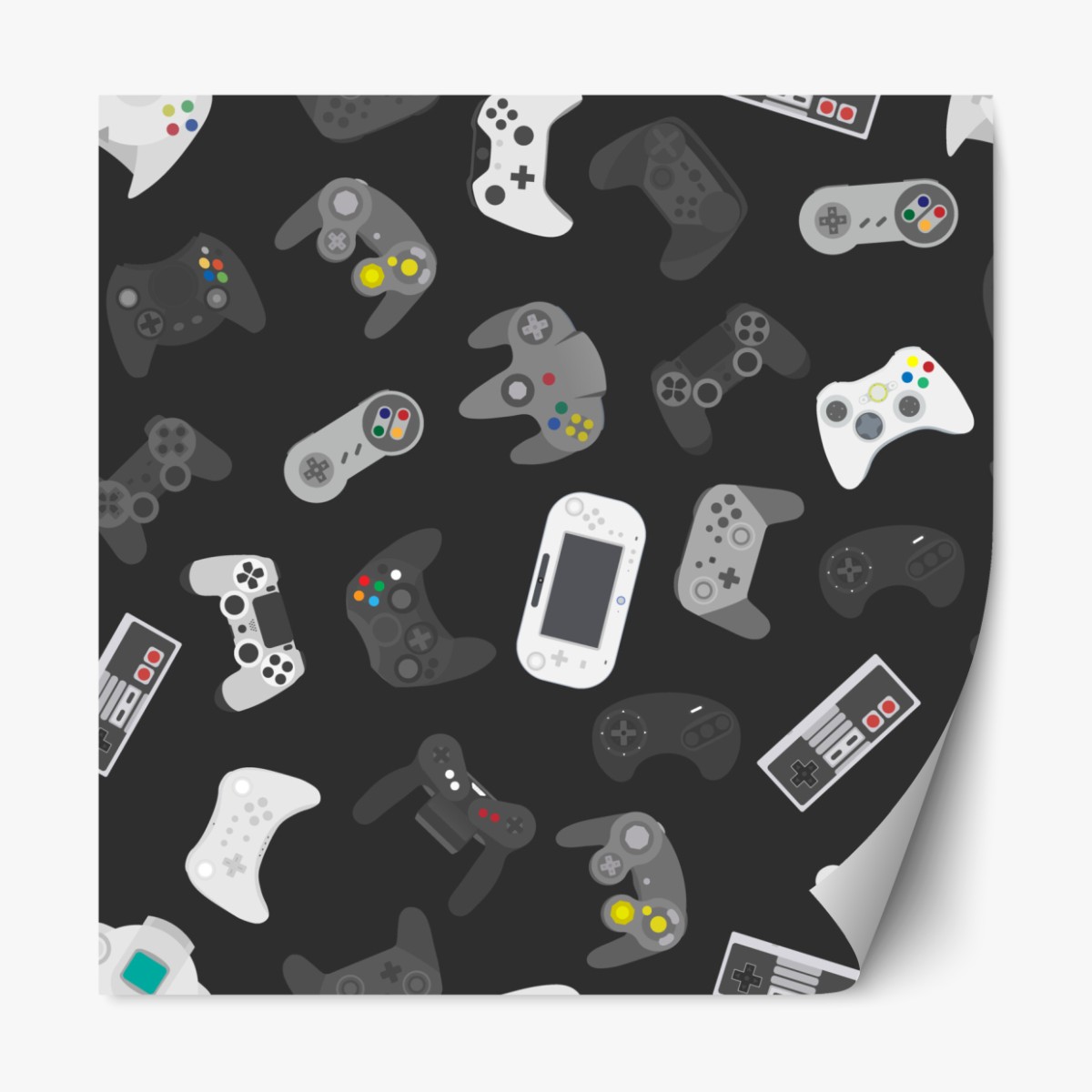 Repositionierbarer Aufkleber retro controller muster – Wallnifity®