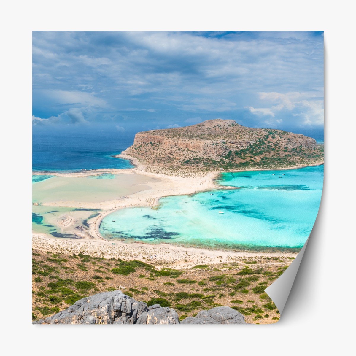 Repositionierbarer Aufkleber Balos Lagoon, Kreta panorama strandblick – Wallnifity®