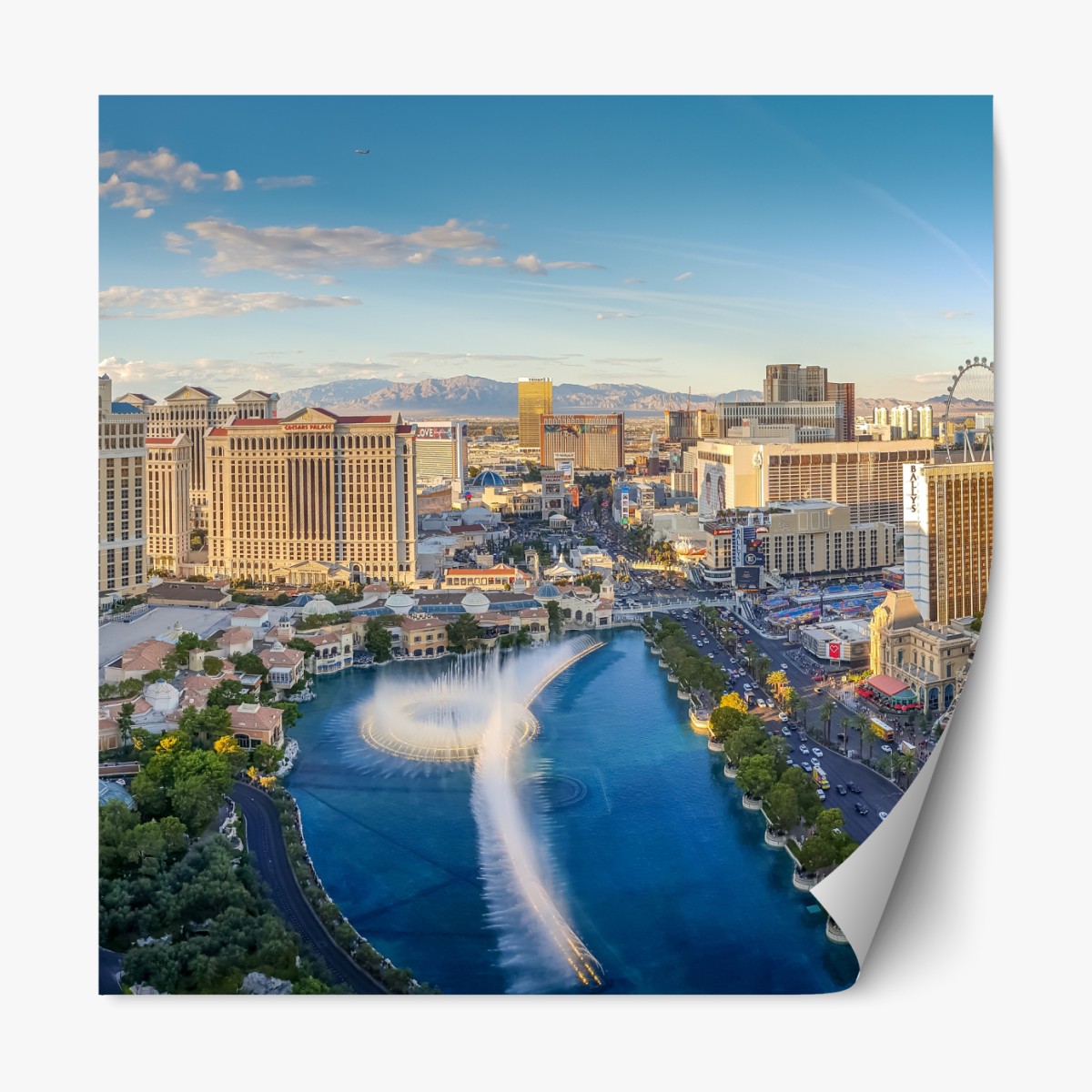 Repositionierbarer Aufkleber abendliches panorama von Las Vegas am strip – Wallnifity®