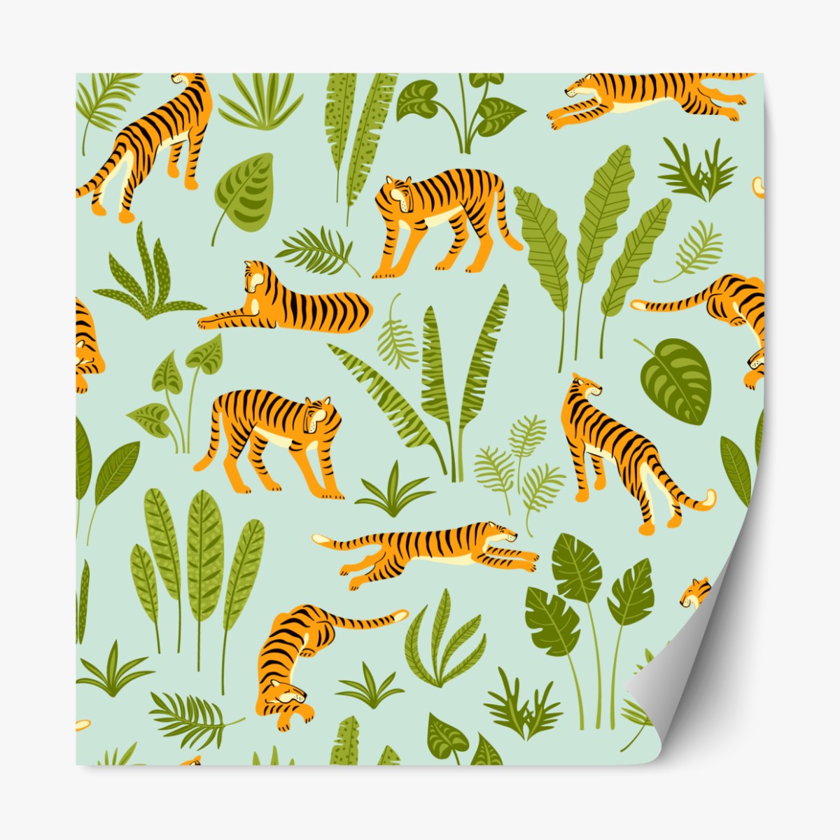 Repositionierbarer Aufkleber verspieltes tiger dschungel muster – Wallnifity®