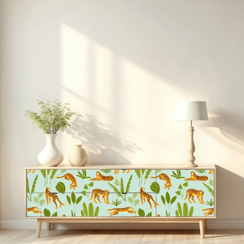 Repositionierbarer Aufkleber zebra in monochromen streifen – Wallnifity®