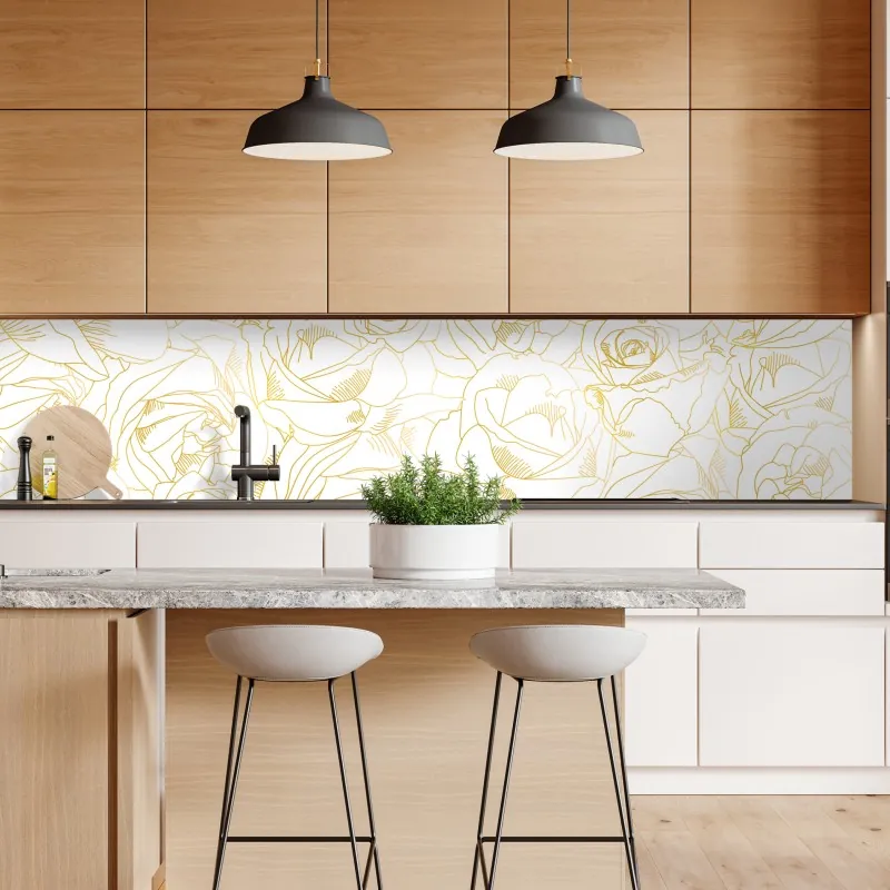 Repositionierbarer Aufkleber elegantes beiges damastmuster – Wallnifity®