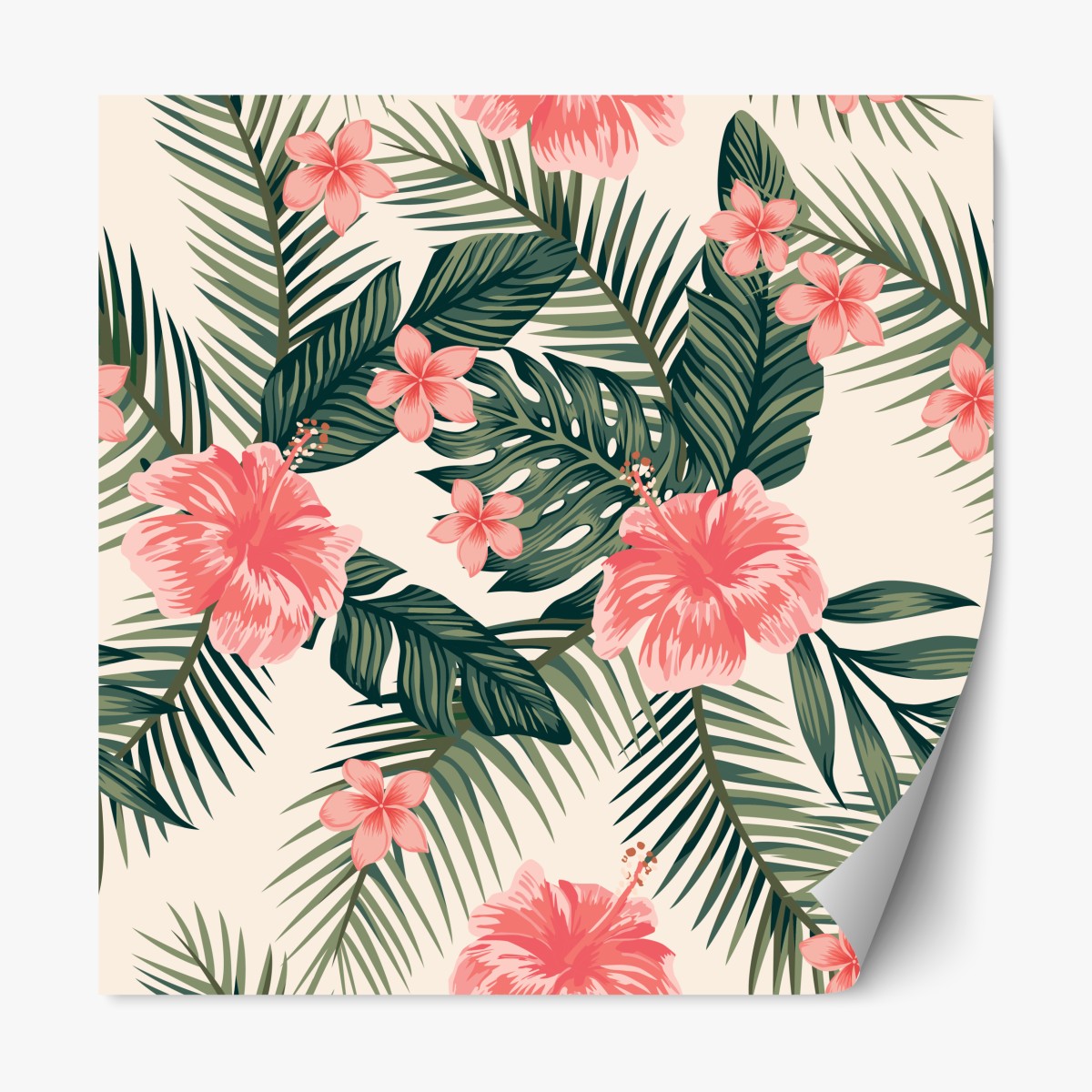 Repositionierbarer Aufkleber tropisches hibiskusmuster – Wallnifity®