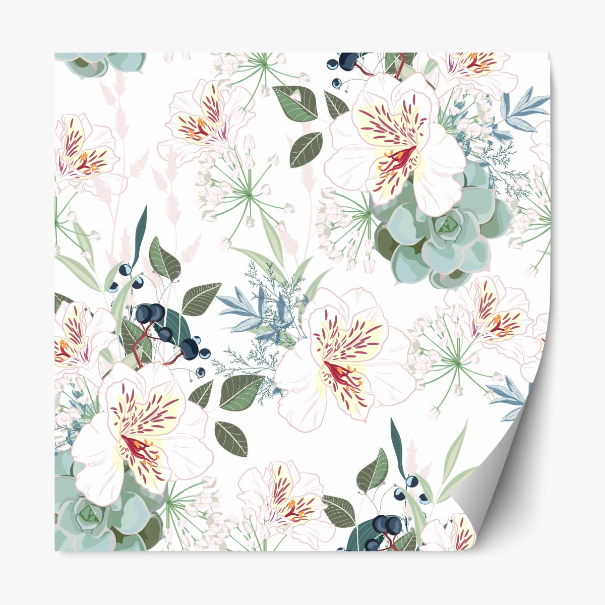 Repositionierbarer Aufkleber zartes pastell blumenmuster – Wallnifity®