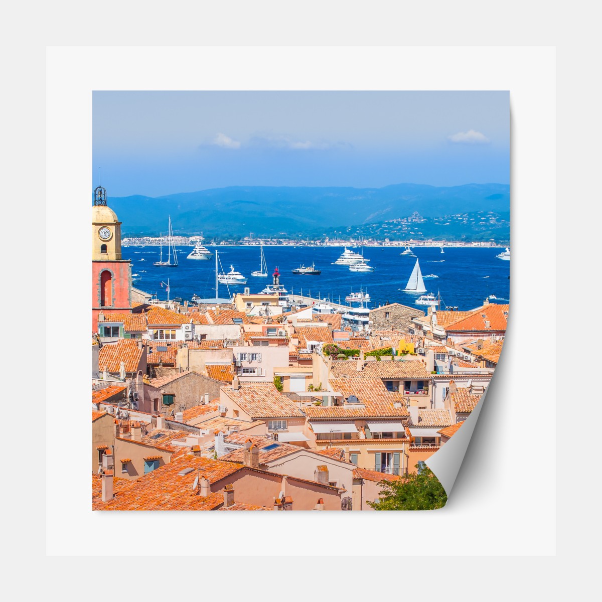 Repositionierbarer Aufkleber sonniges mediterranes hafenpanorama – Wallnifity®