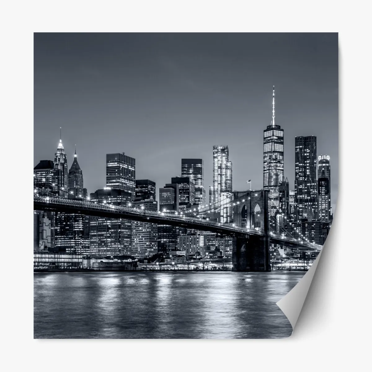 Repositionierbarer Aufkleber New York skyline bei nacht – Wallnifity®