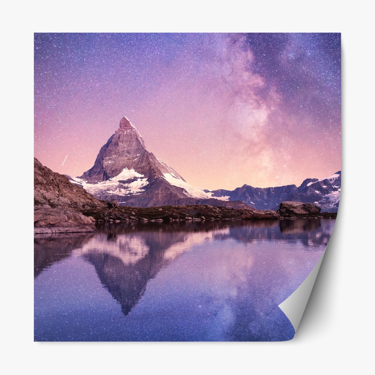 Repositionierbarer Aufkleber Matterhorn unter der Milchstraße mit spiegelung – Wallnifity®
