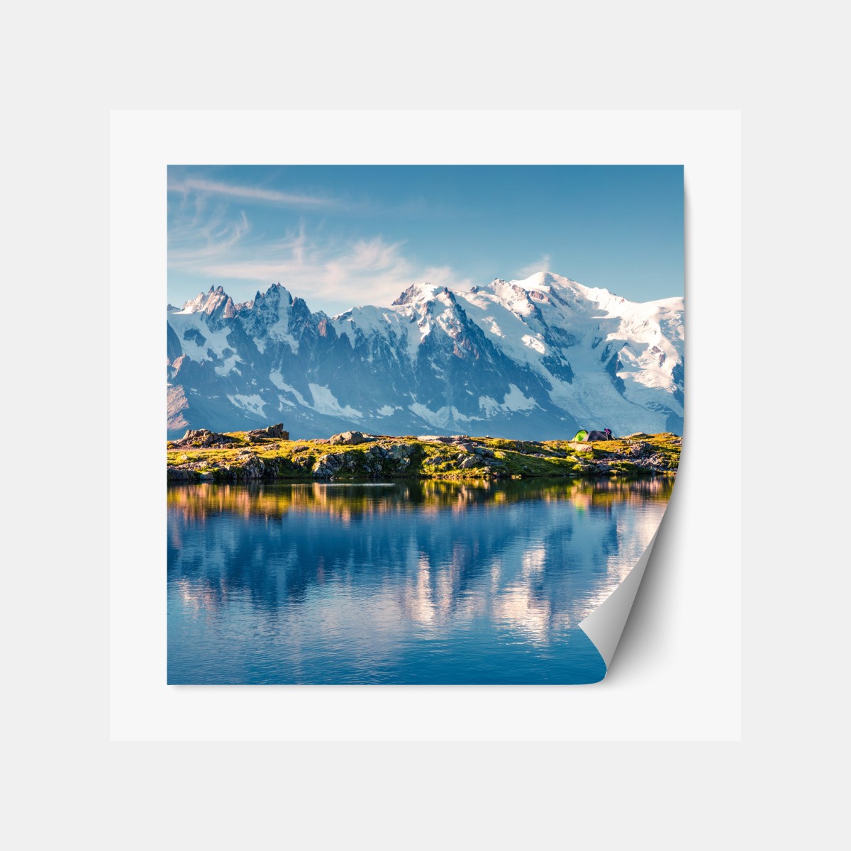 Repositionierbarer Aufkleber panorama von Mont Blanc über dem Lac Blanc – Wallnifity®