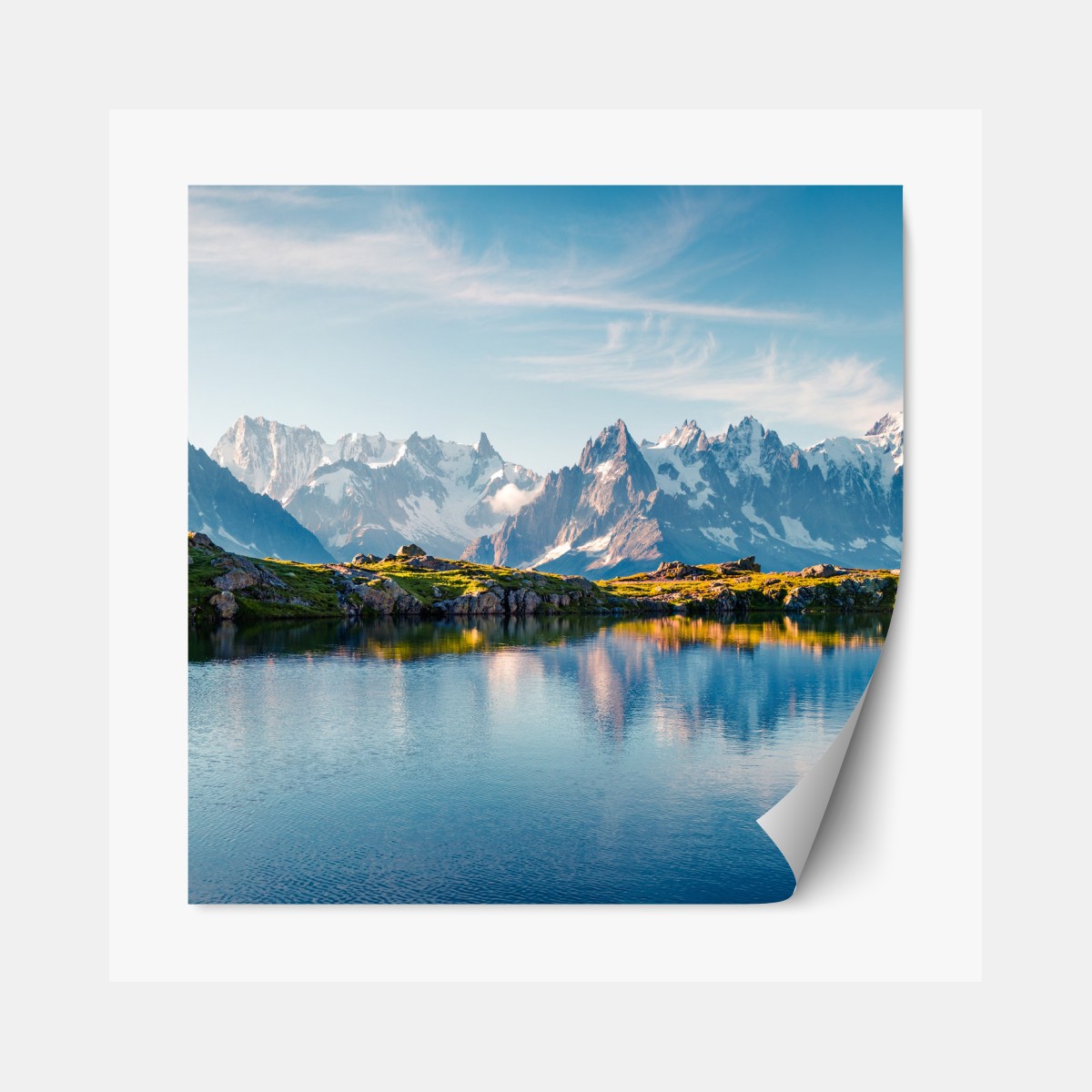 Repositionierbarer Aufkleber panorama von Lac Blanc und Mont Blanc – Wallnifity®