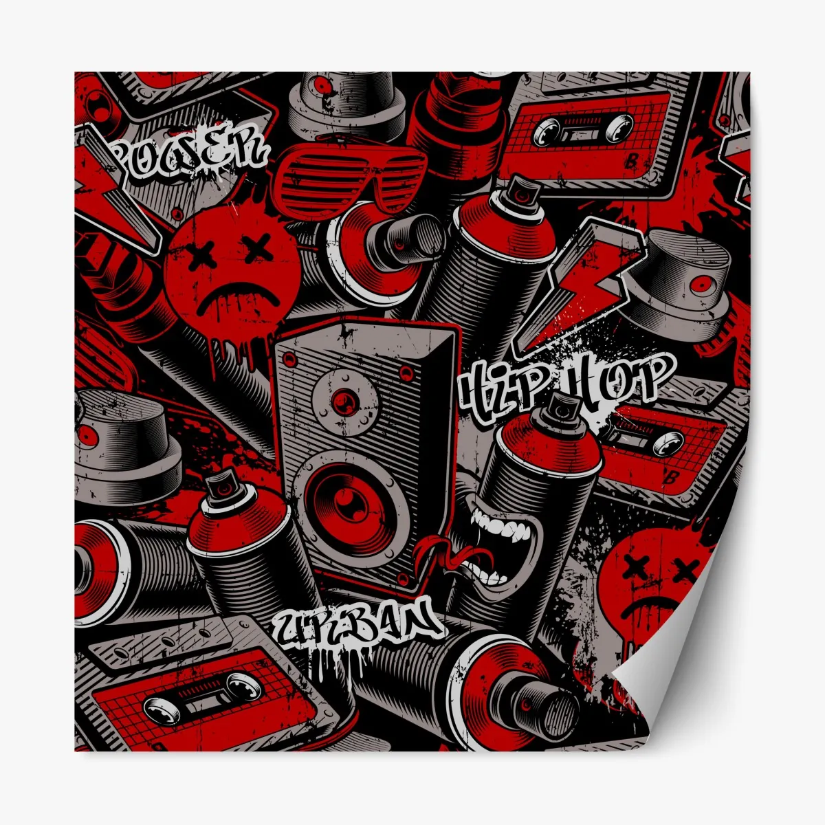 Repositionierbarer Aufkleber urbanes graffiti hip hop collage – Wallnifity®