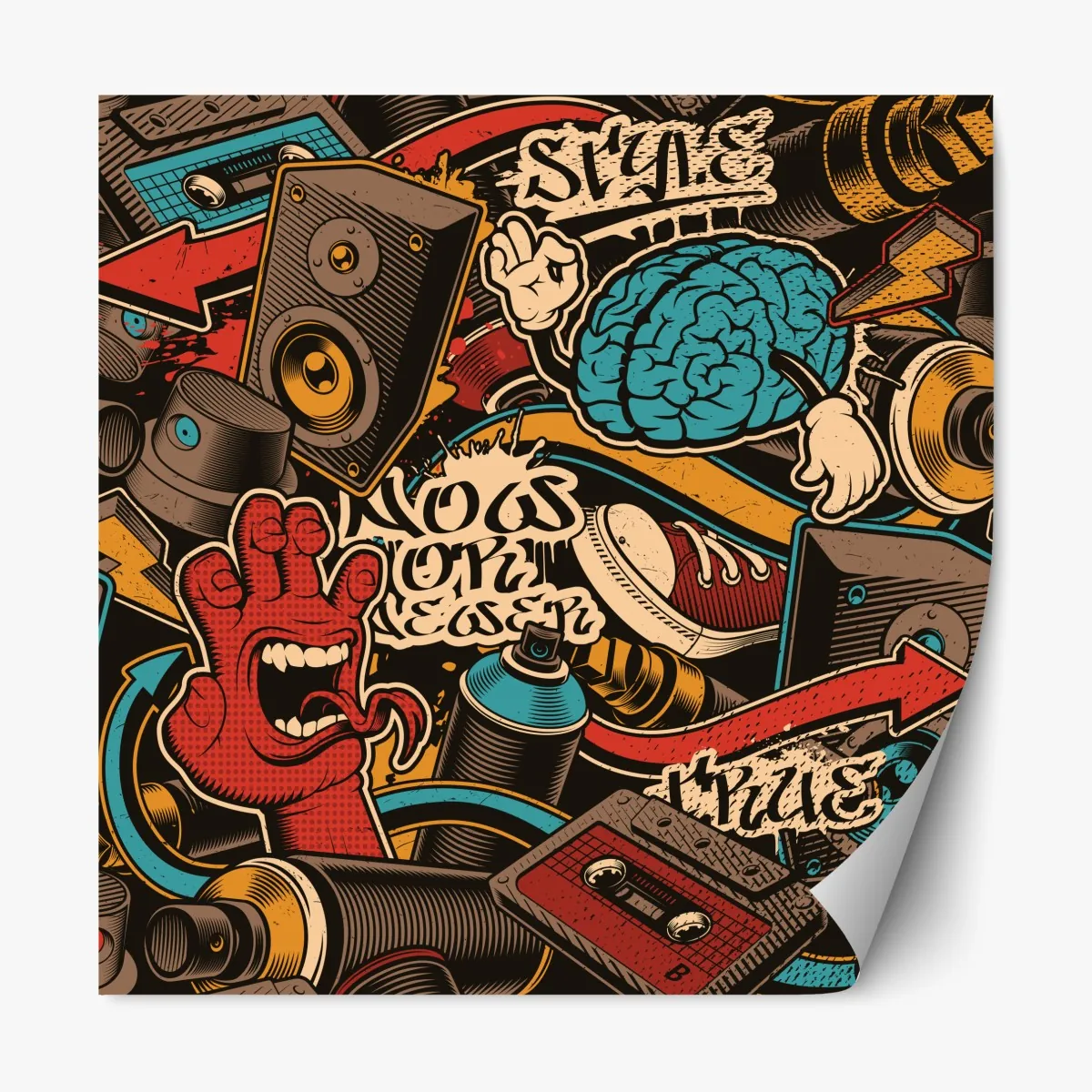 Repositionierbarer Aufkleber urbanes graffiti pop-art collage – Wallnifity®