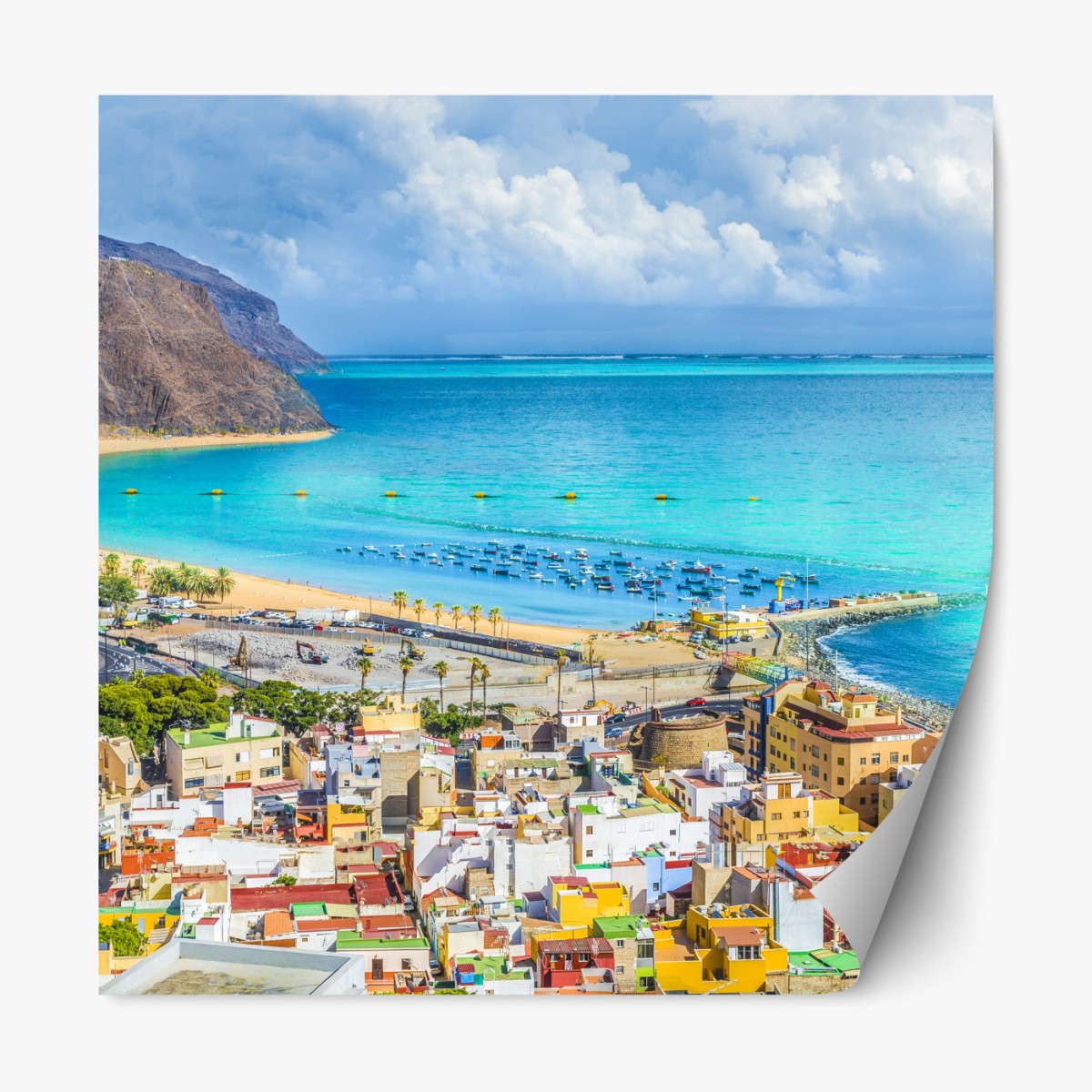 Repositionierbarer Aufkleber panorama des Strandes Las Teresitas, Teneriffa – Wallnifity®