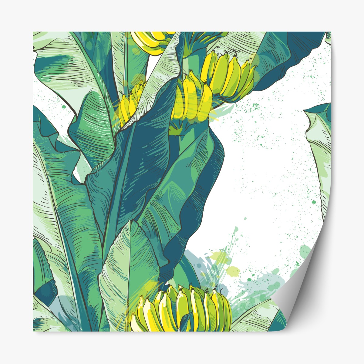 Repositionierbarer Aufkleber tropische bananenblatt-illustration – Wallnifity®