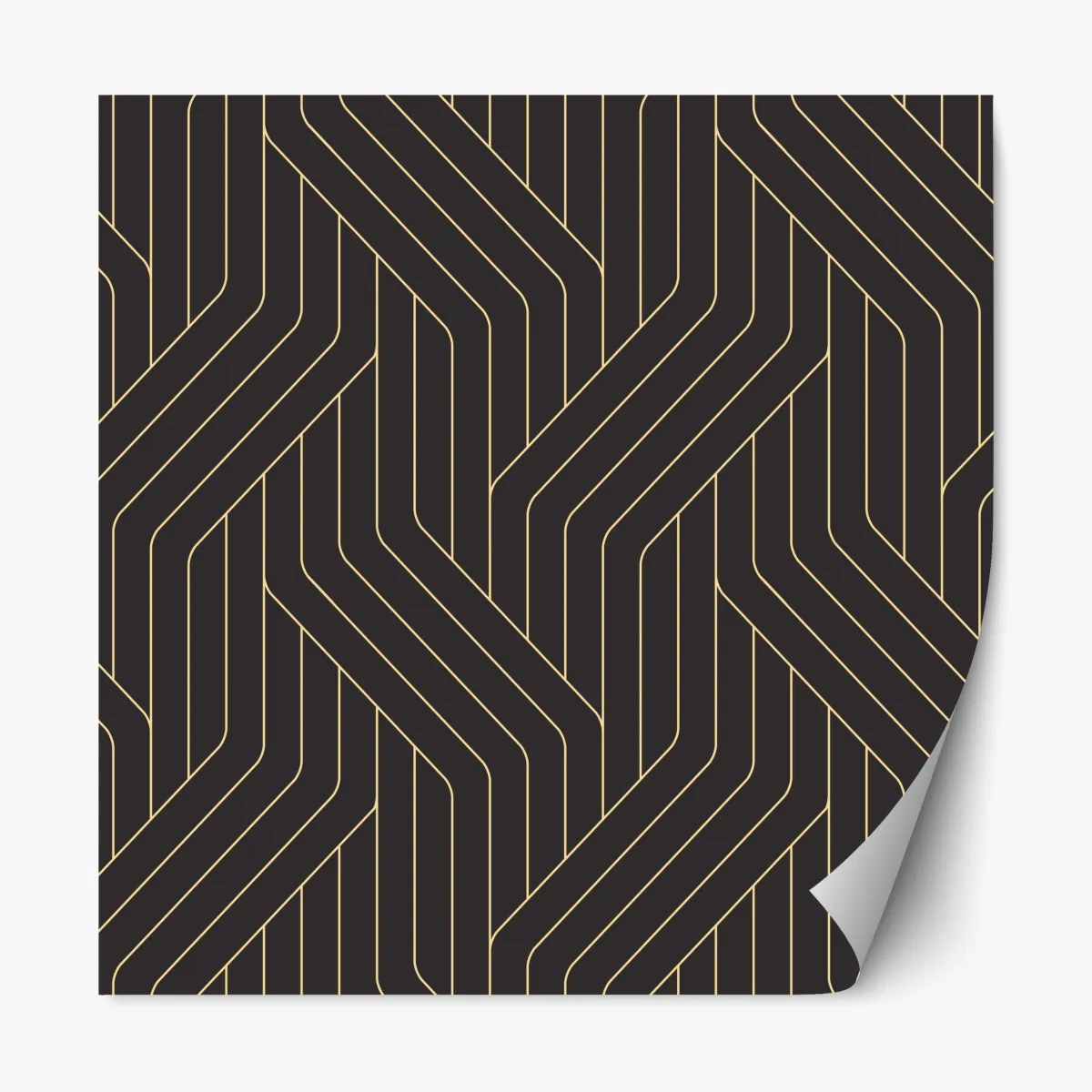 Repositionierbarer Aufkleber geometrisches art deco muster in schwarz und gold – Wallnifity®