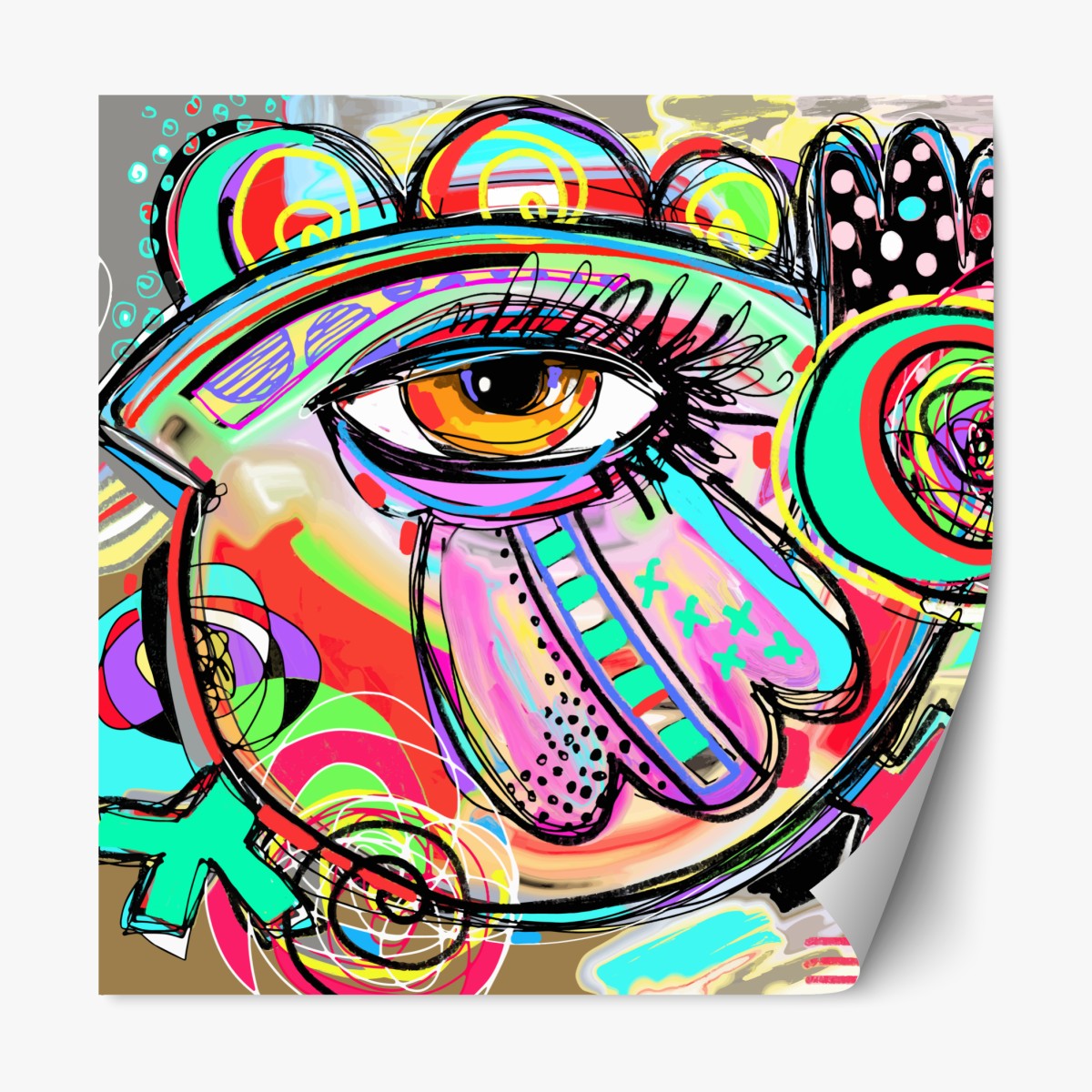 Repositionierbarer Aufkleber lebhaftes abstraktes auge im pop-art stil – Wallnifity®
