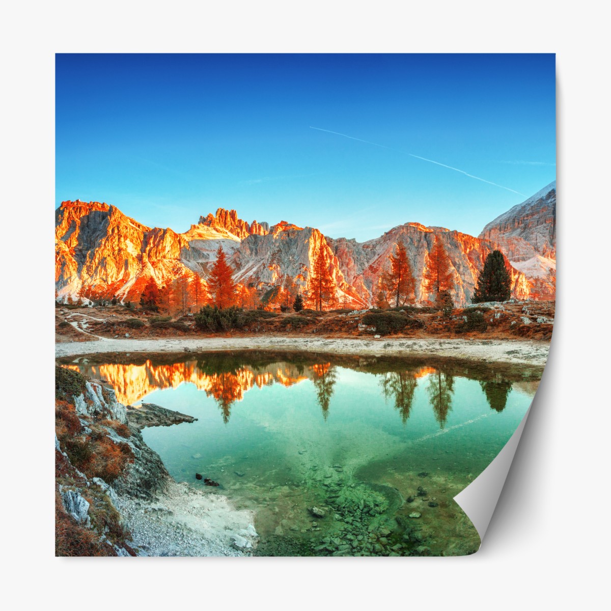 Repositionierbarer Aufkleber alpiner sonnenaufgang über bergsee – Wallnifity®
