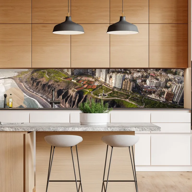 Repositionierbarer Aufkleber goldene stadtansicht bei dämmerung – Wallnifity®