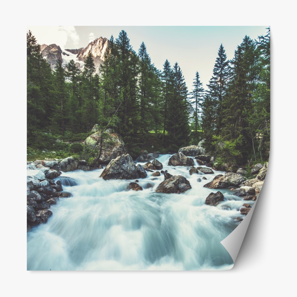 Repositionierbarer Aufkleber malerischer alpiner fluss im Ferret Valley – Wallnifity®