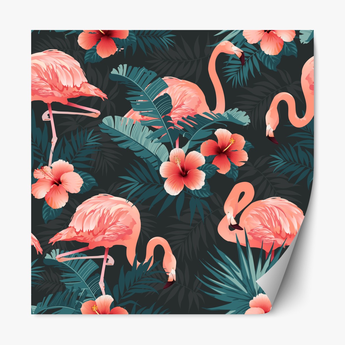 Repositionierbarer Aufkleber tropisches muster mit rosa flamingos – Wallnifity®