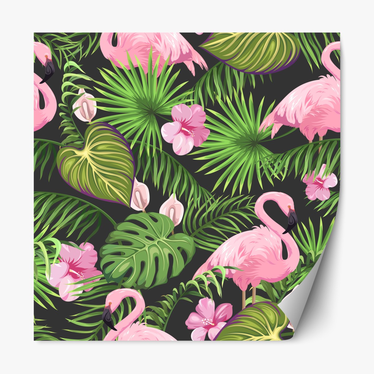 Repositionierbarer Aufkleber rosa flamingo tropenmuster – Wallnifity®