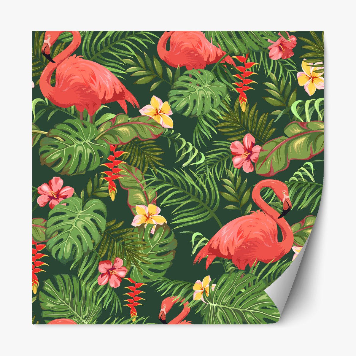 Repositionierbarer Aufkleber tropisches flamingo-muster – Wallnifity®