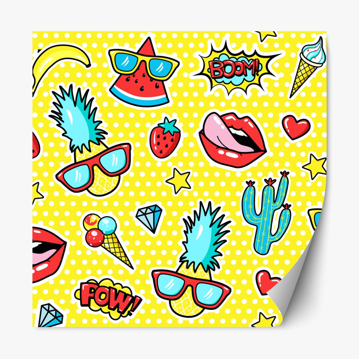 Repositionierbarer Aufkleber buntes pop-art aufklebermuster – Wallnifity®