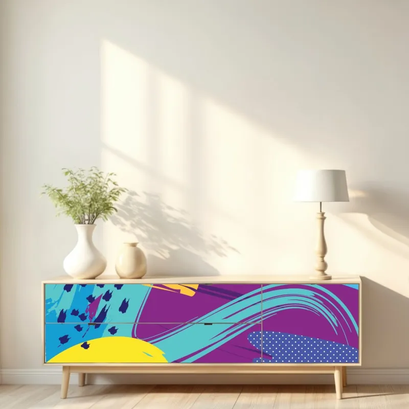 Repositionierbarer Aufkleber sonnige bergwiese bei sonnenaufgang – Wallnifity®