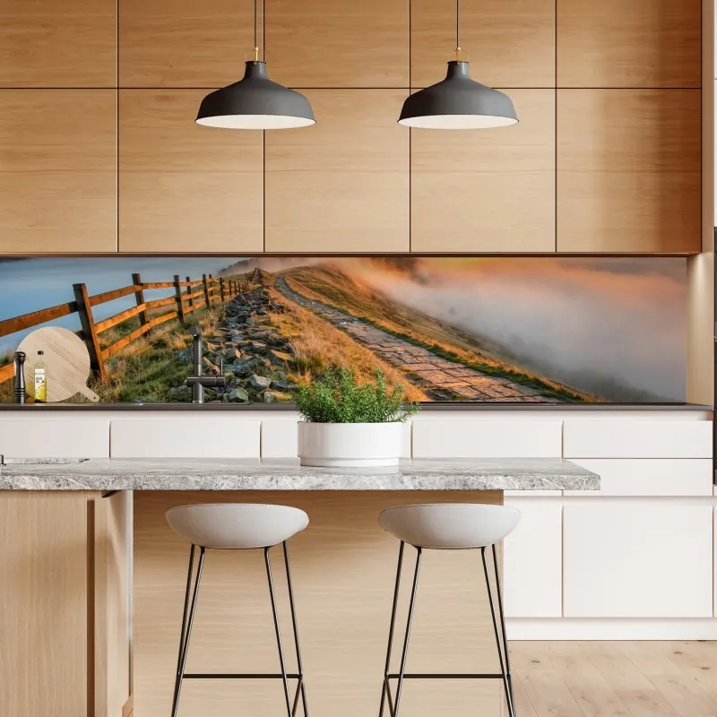 Repositionierbarer Aufkleber goldener sonnenuntergang über ruhigem see – Wallnifity®